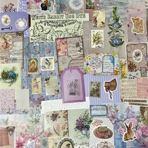 Spring junk journal ephemera kit with blank journal.  Scrapbooking. Paper crafts